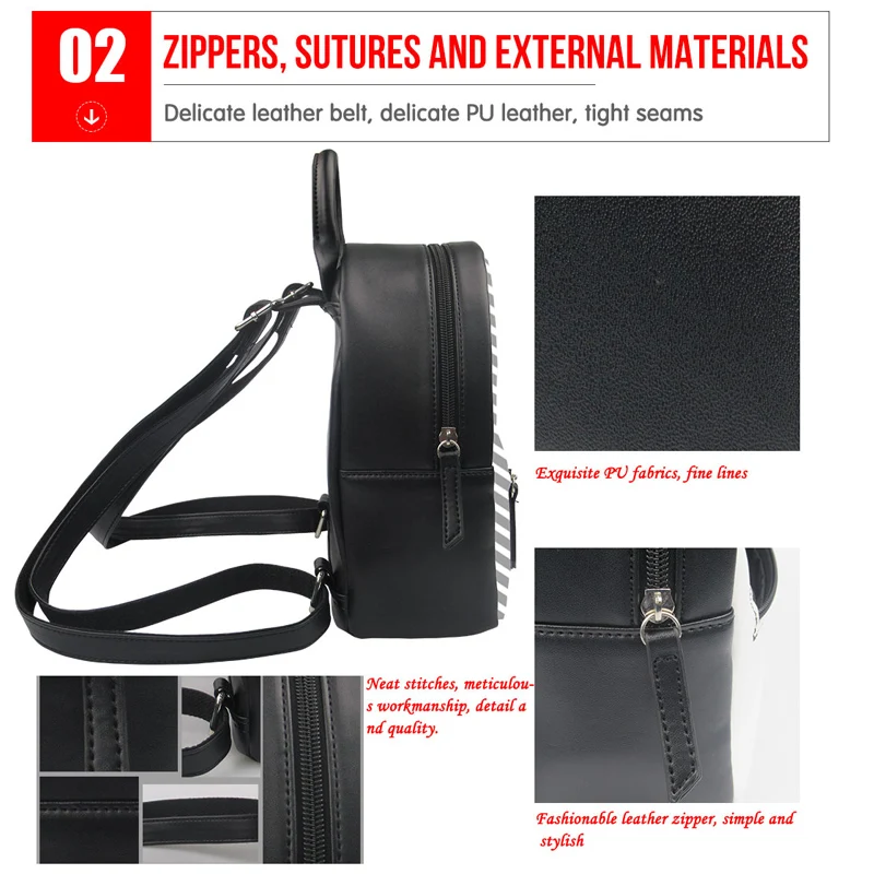 Women PU Leather Mini Balck Backpacks 3D Skull Print Cool Men Laptop Teenager School Girl Lady Mujer Best Bag Gift Drop Shipping