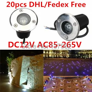 1W Underground LED Lamp AC85-265V DC12V Red/Green/Blue/Yellow/Cold White/Warm White Buried LED underground Light DHL/Fedex Free