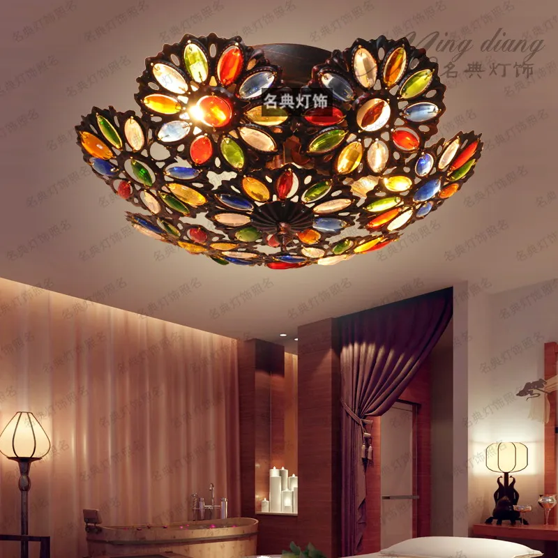 Bohemia ceiling lamp Southeast Asia pastoral Mediterranean color warm suction ceiling living room crystal Ceiling Lights LO7284