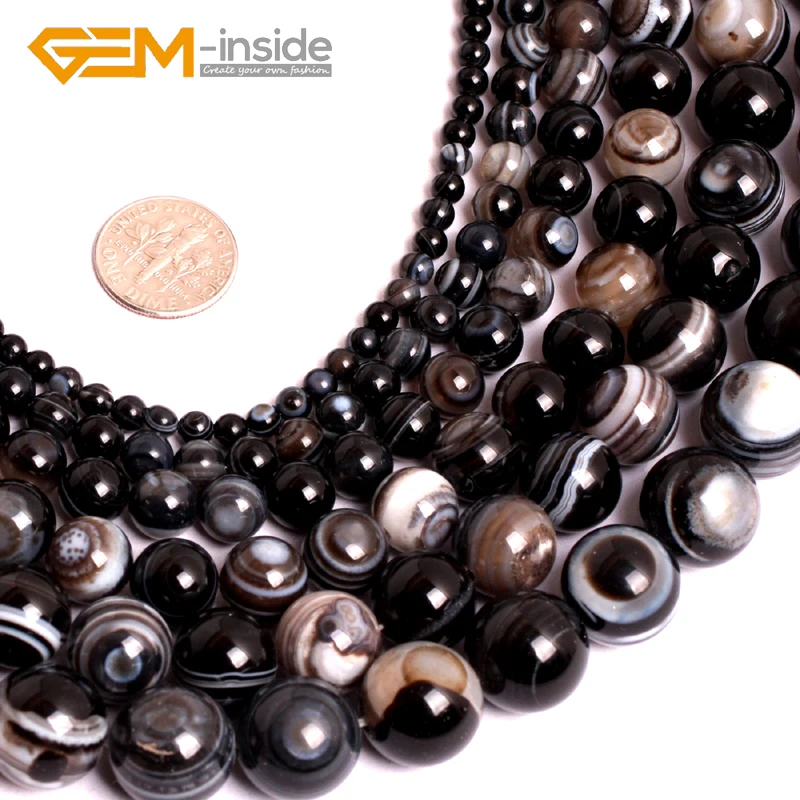 4MM-16MM Round Striped Tibetan Dzi Natural Sardonyx (Onyx) Agates Stone Beads For Jewelry Making Strand 15 Inches DIY GEM-inside