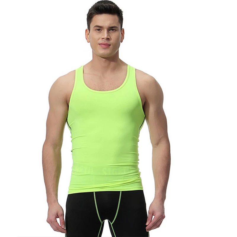 Summer New 2021 Compression Fitness Sports Tank Top Quick Dry Sleeveless Gym Shirts Cool Mens Running Vest Sportswear Clothing