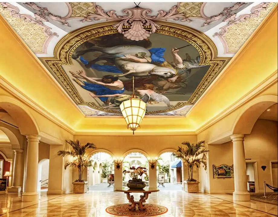 

European People Series Ceiling fresco 3d stereoscopic wallpaper papel de parede Home Decoration