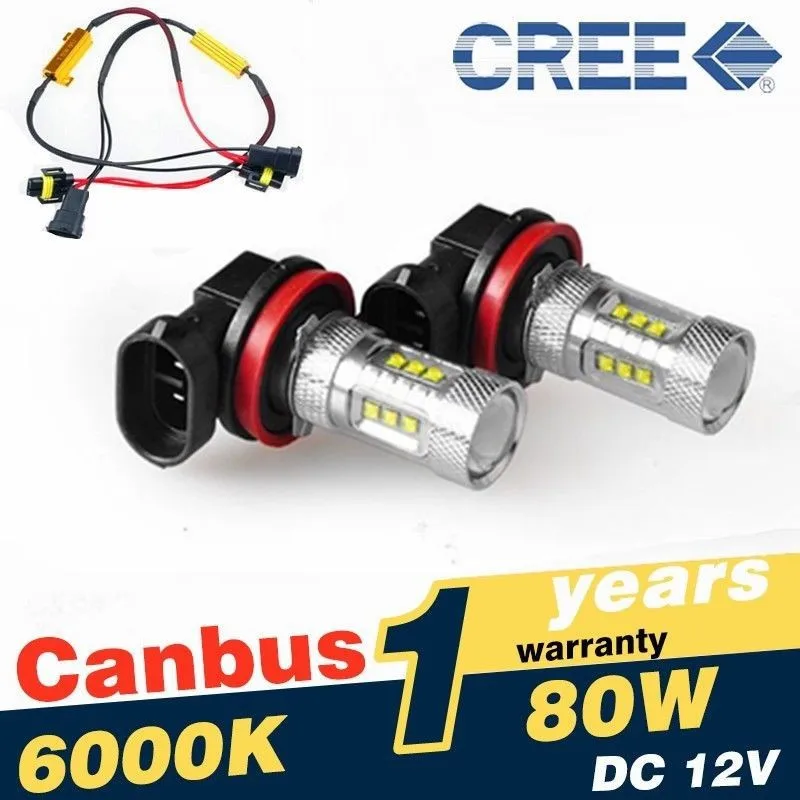 Bargain! New 2 X 9006 HB4 9005 White 80W 6000K Projection LED Fog Light include Canbus Error Free Load Resistor