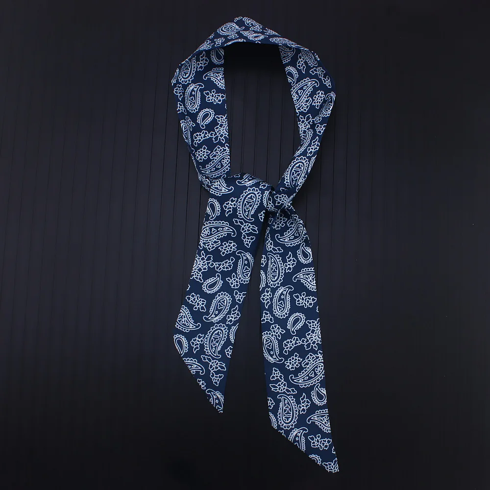 Cashew Print Hip HOP Women Fashion European style Skinny Small Bag Twill Silk Scarf Ribbon Head Hair Handle Tie Scarf