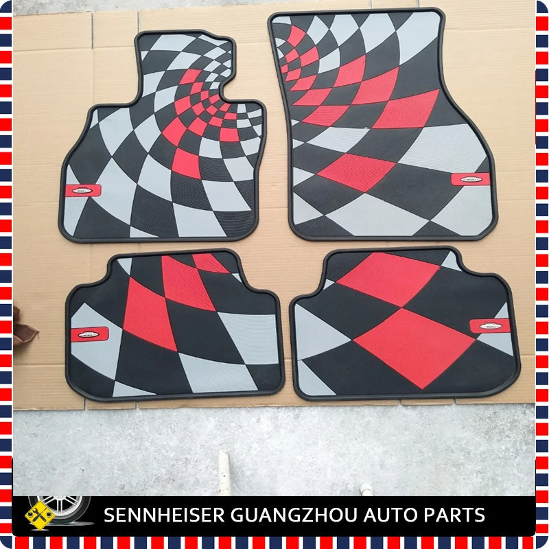 High Quality Rubber material Floor Mat Red Checkered JCW Style Clubman Mini  Cooper F56(4PCS/SET)