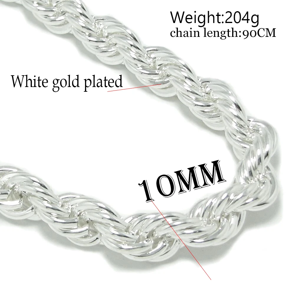 10MM Mens Necklace Chain Wholesale Twisted Singapore 90CM 36inch Chain Man Neck Accessories ketting