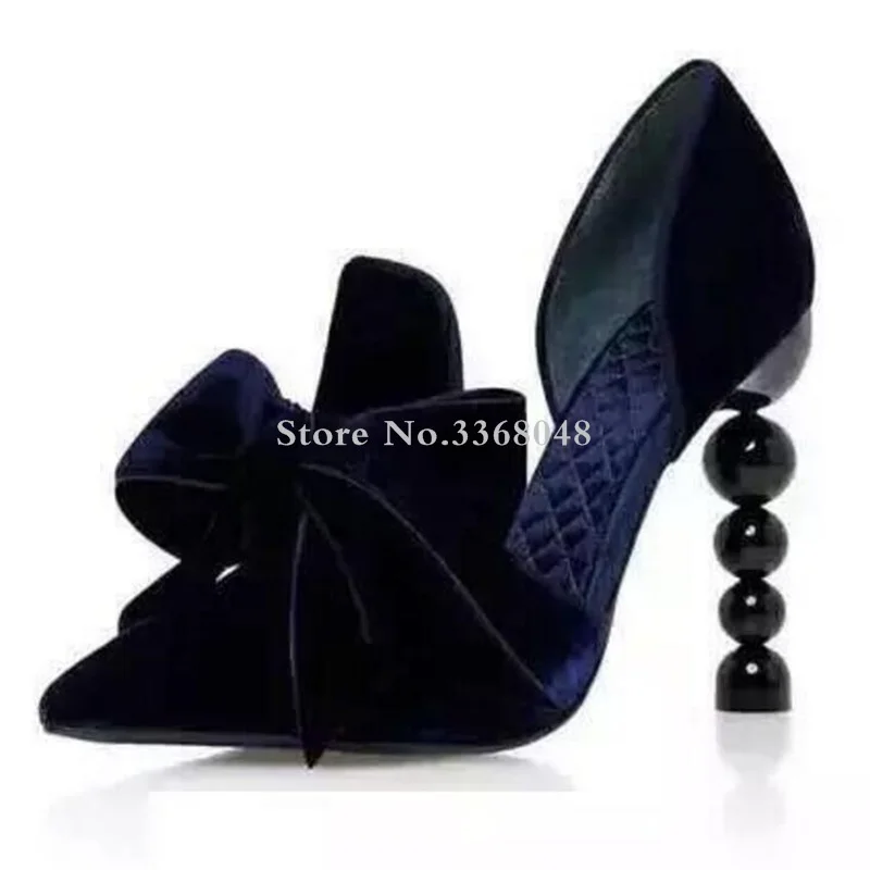 Big Butterfly Knot Decor Colorful Print Woman High Heels Pumps Chic Pearls Beading Heels Slip On Leather Pumps Weel Matched Shoe