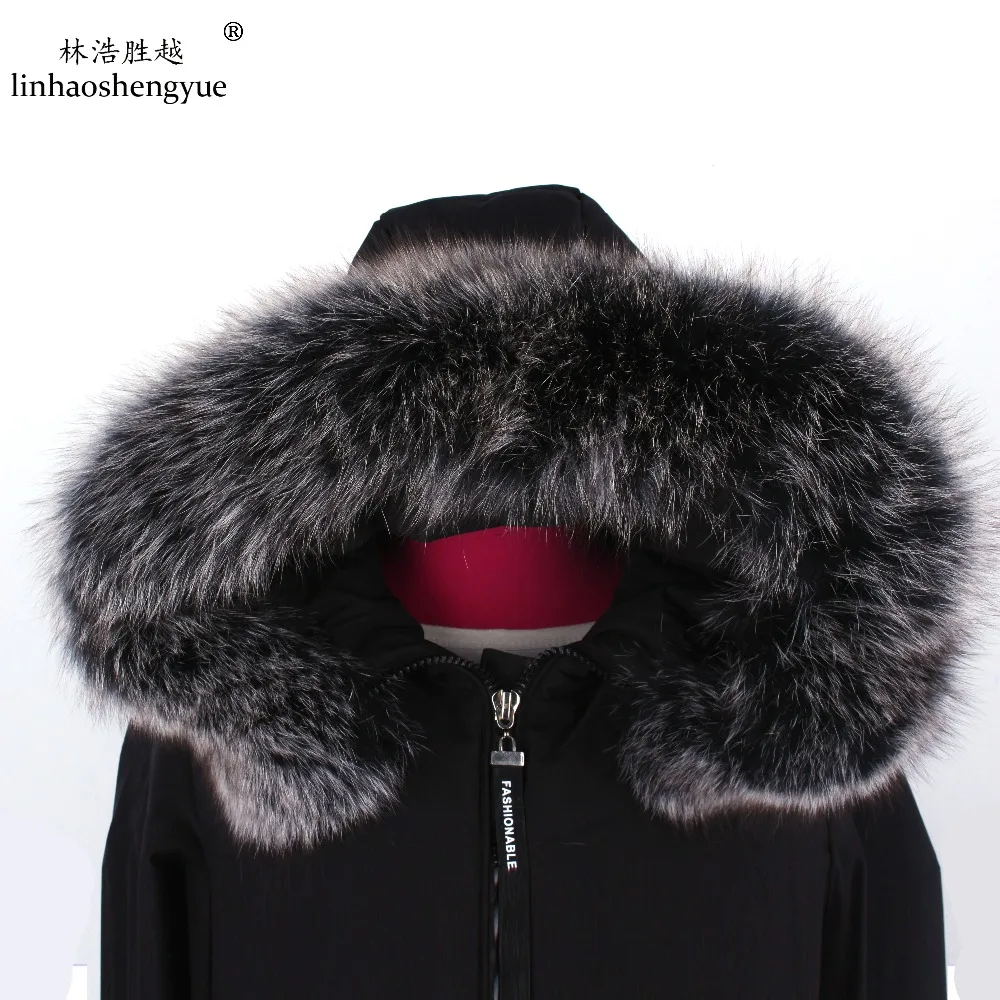 Linhaoshengyue Real Fox Cap Vigoreux White Black Wool Fur Raccoon Hats Vigoreux Fur Collar Fur Fox Fur Collar 80cm Long