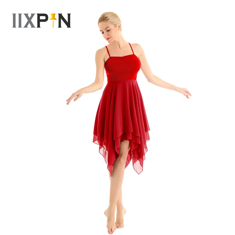 

Women Asymmetrical Chiffon Dress Ballet Modern Ballroom Stage Contemporary Lyrical Dance Costumes Adult Ballerina Tutu Dress