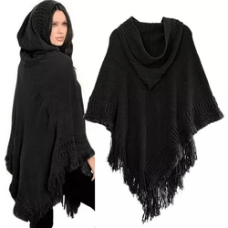 Capa con borlas para mujer, Poncho con flecos, a rayas oblicuas, chal bohemio, bufanda, novedad