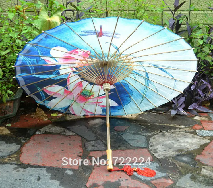 Dia 84cm Chinese Handmade Craft Oil Paper Umbrella Lotus Picture Waterproof Cosplay Drama Props Dance Collection Gift Umbrella