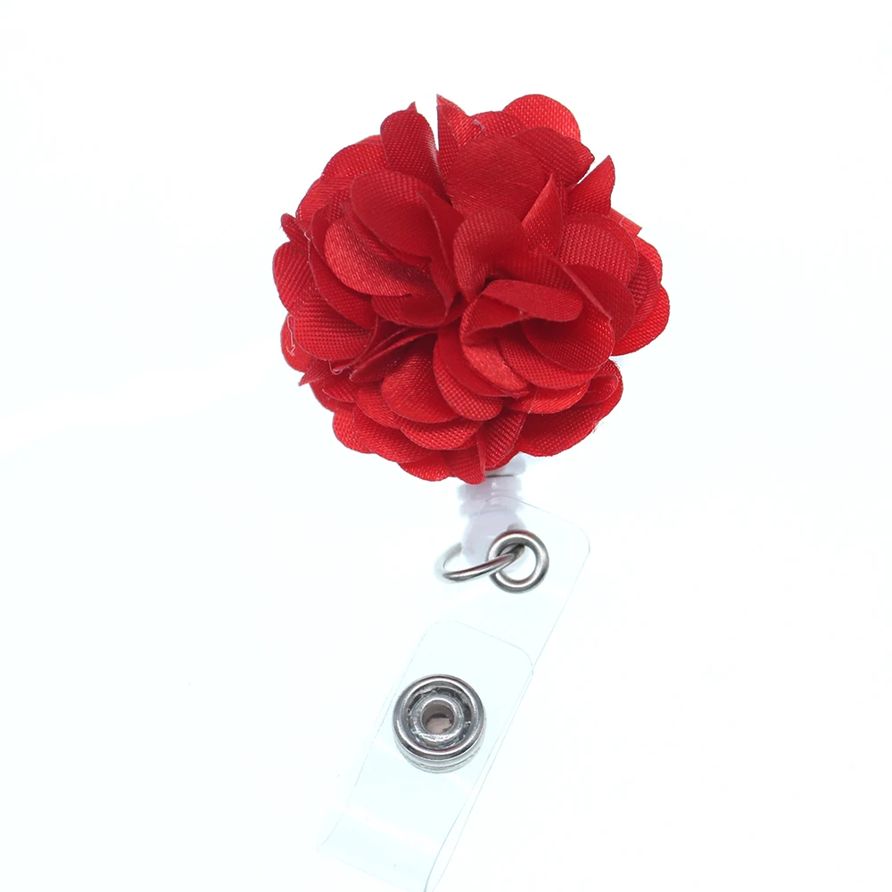 

50pcs/100pcs New Fashion Beautiful Orange / Red Fabric Flower ID Badge Holder