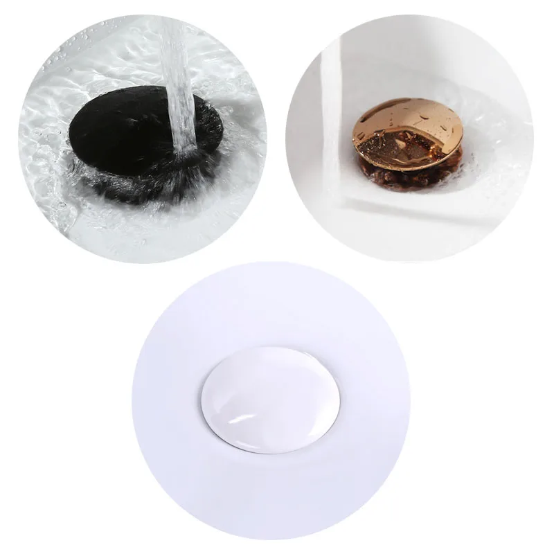 Lavabo de baño de latón de calidad, desagüe emergente con diseño de desbordamiento, tapón de residuos negro/Blanco/cromado/oro de circonio/Rosa/ORB