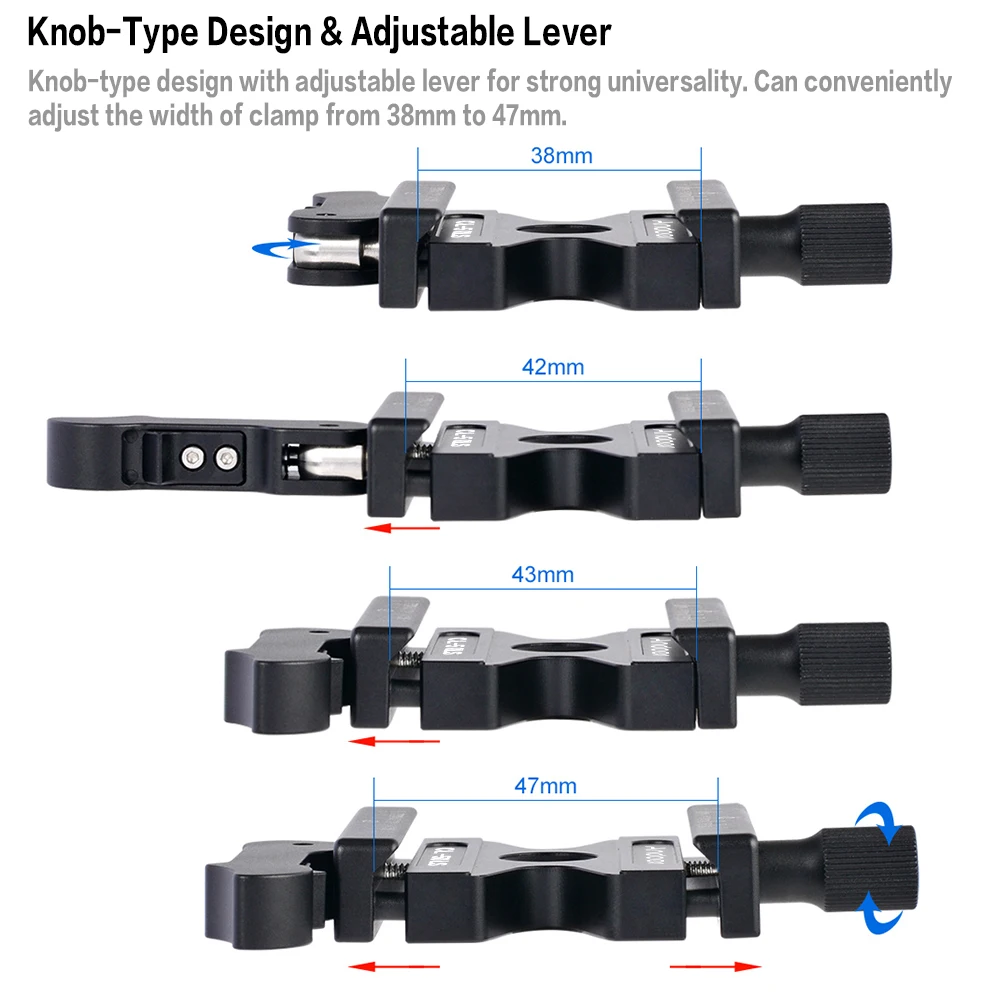 US Andoer CL-50LS Quick Release Clamp Aluminum Alloy w/Adjustable Lever Knob-Type Compatible for Arca Swiss Standard Ball Head