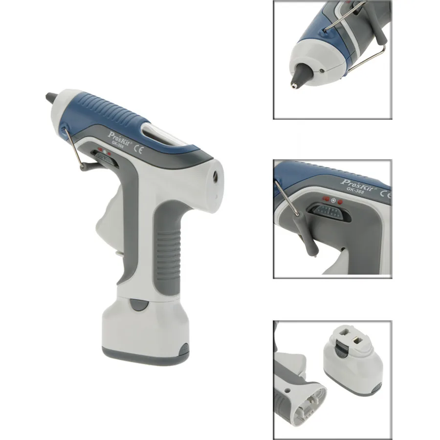 GK-368 High Quality 6V Cordless Hot Melt Glue Gun For DIY Model Living Craft With LED Lights 3pcs Sticks