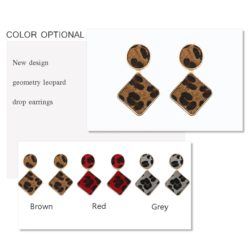 STRATHSPEY Geometry Leopard Drop Dangle Earrings For Women Vintage Fur Big Pendant Statement Earring Fashion Jewelry Wholesale