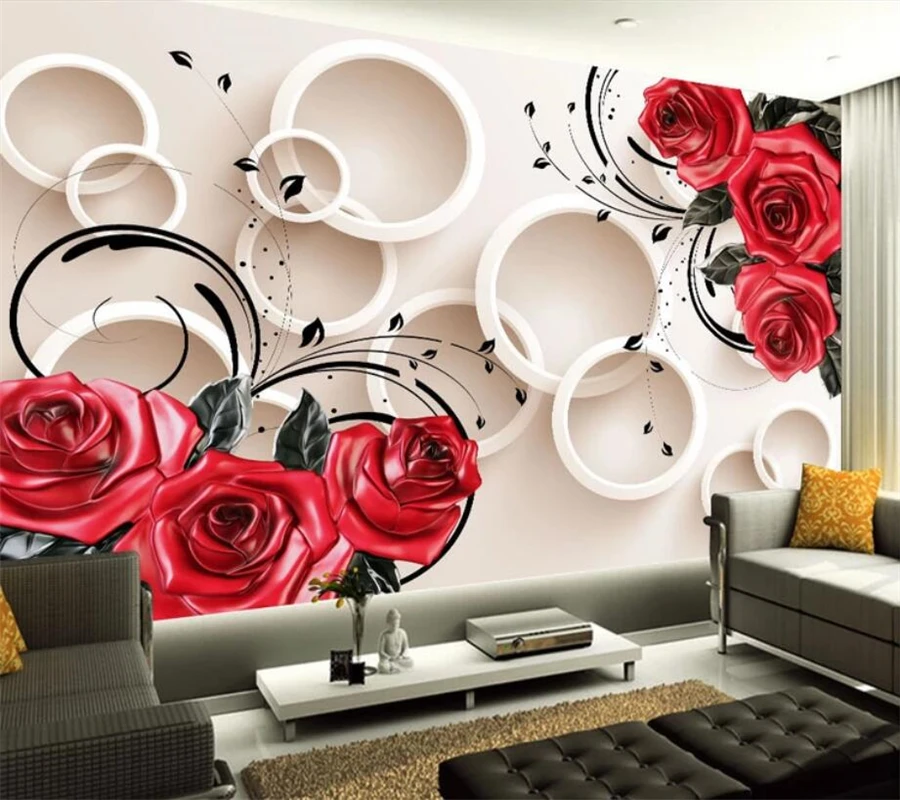 Beibehang papel de parede Custom wallpaper 3D mural red rose relief background wall paper living room bedroom 3d wallpaper mural