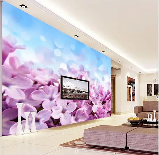

sunflower purple floral wall paper 3 d wall murals living room custom wall size photo murals larger wallpaper flower home decor