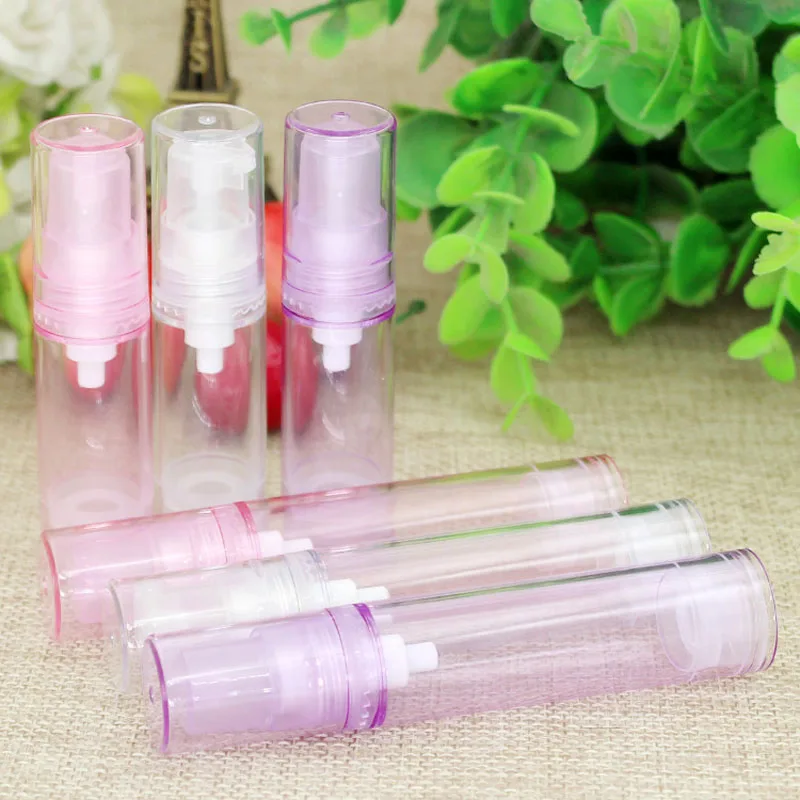 Wholesale 500pcs/lot Mini 5ml 10ml Empty Airless Pump Plastic Bottles Vacuum Pressure Emulsion Bottle Lotion Cosmetic Packaging