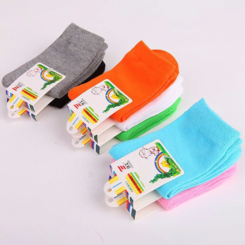 4 pairs Children Socks Spring&Autumn Candy Color Cotton Girls Socks With Boys Socks Kids Socks 1-9 year