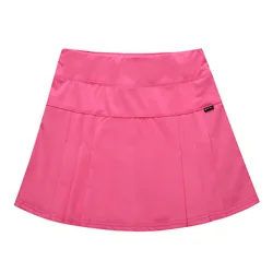 Women Sports Tennis Skirts Solid Color Pleated Skirt Summer High Waist Inside Pocket Quick Dry Elastic Badminton Workout Skirt