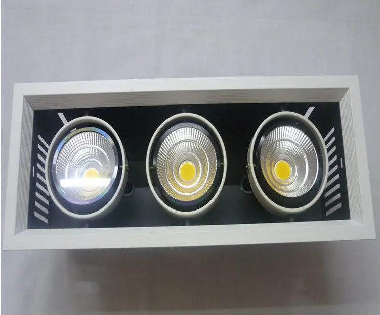 Super 3X10W Square COB LED ceiling Grille light Warm White/White/Cold White 30W LED Recessed Down lamp AC85-265V