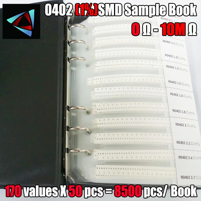 0402  1%  SMD Resistor Sample Book Tolerance 170valuesx50pcs=8500pcs Resistor Kit 0R~10M