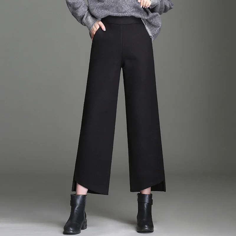 

MRMT 2024 Brand Autumn Winter New Women's Wool Trousers Broad Leg Pants for Female Casual Pants Thick Wool Nine Trousers