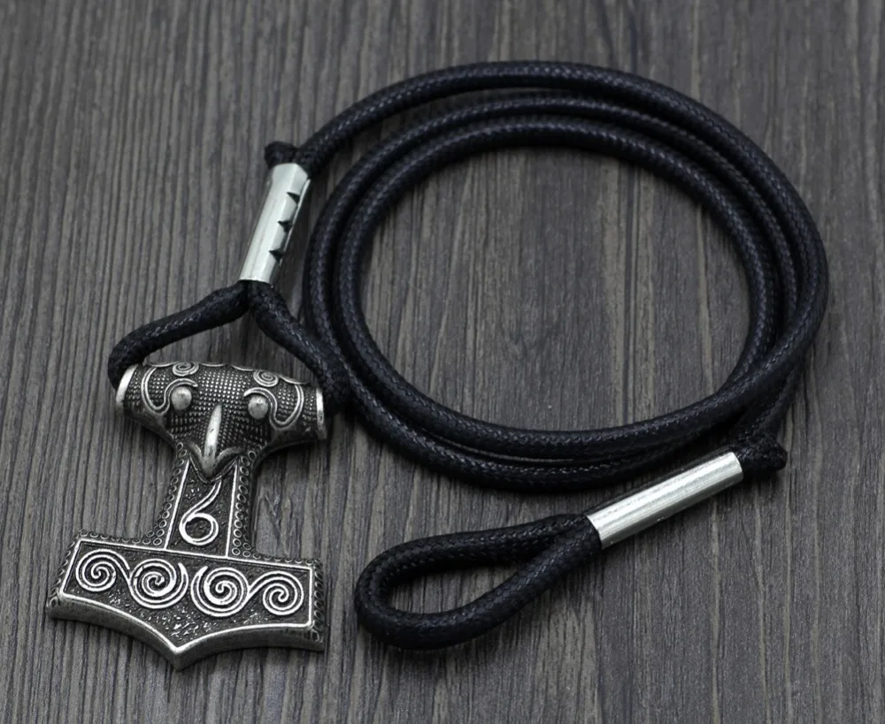 Leather Adjustable Viking Odin Raven Thors Mjolnir Hammer Viking Amulet Hammer Scandinavian Norse Bracelet for Men Jewelry