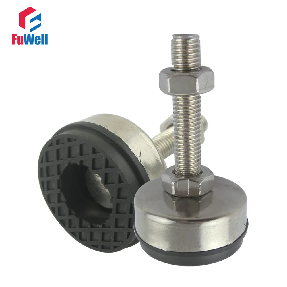 

2pcs M16/M18/M20 Thread Adjustable Foot Cups 85mm Diameter 304Stainless Non-skid Base 150mm Length Articulated Leveling Foot