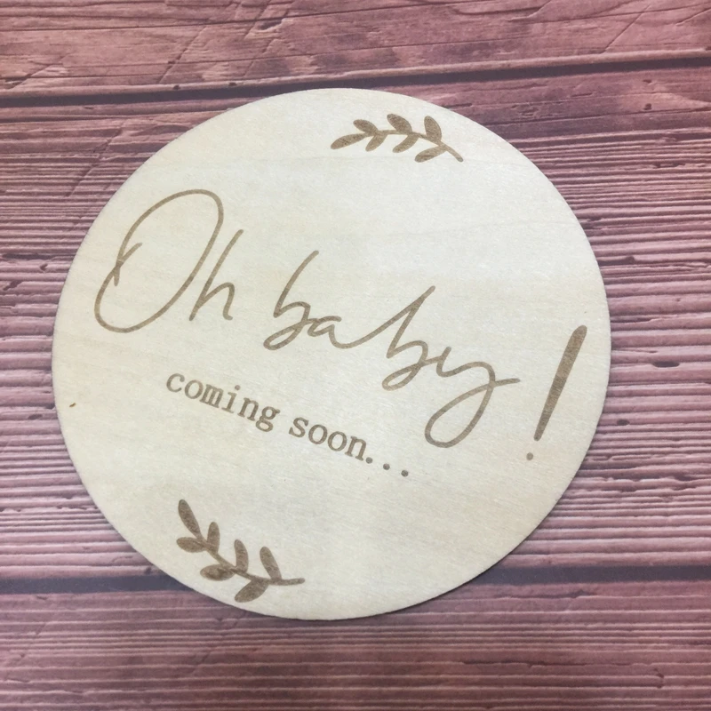 20PCS oh baby coming soon laser cut wood card milestone cards for pregnancy announcement