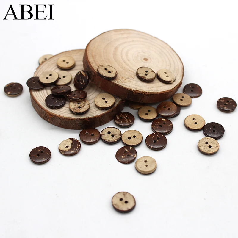 200pcs/lot 11mm Natural Coconut Tree Wood Buttons Sew Tools Ornaments Diy Handmade Apparel button Garment Accessories Supplier