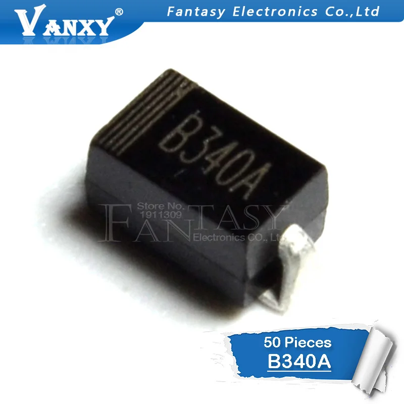 50PCS B340A 3.0A B340 B320A B330A B350A B360A SMA DO-214AC SURFACE MOUNT SCHOTTKY BARRIER RECTIFIER