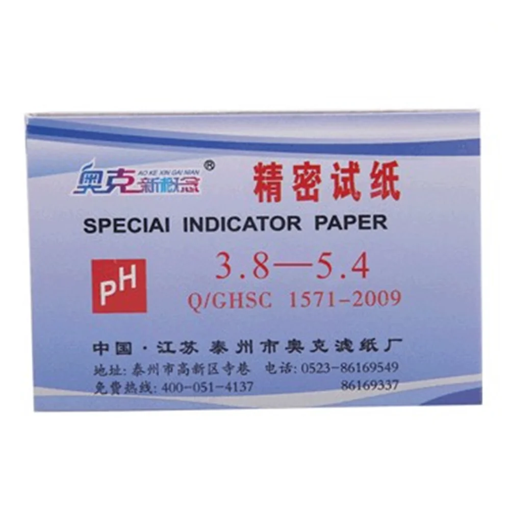 400 Strips, 3.8-5.4, PH Indicator Test Papier, Chemie Labware, 5 Packs/Lot