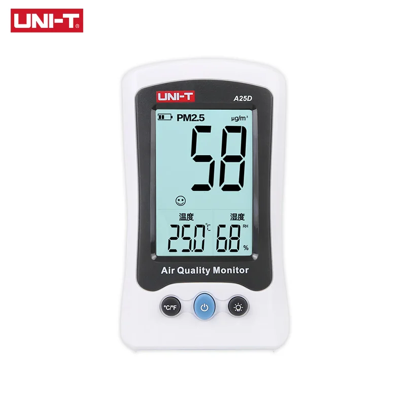 UNI-T A25D PM2.5 Testers Air Quality Measurement Meters Detector Auto Range Overload Indication Gas Temperature Humidity Monitor