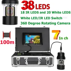 MAOTEWANG-7inch Underwater Fishing Video Camera, Fish Finder, IP68 Waterproof, 38 LEDs, 360 Degree Rotating, 20/50/100m