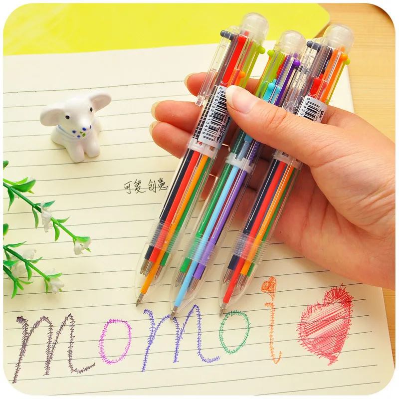 1 Pc New Arrival Novelty Multicolor Ballpoint Pen Multifunction 6 In1 Colorful Stationery Creative School Supplies