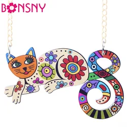 Bonsny Acrylic Cat Necklace Choker Chain Cute Animal Design Fashion Jewelry For Women 2017 News Style Unique Design Brand