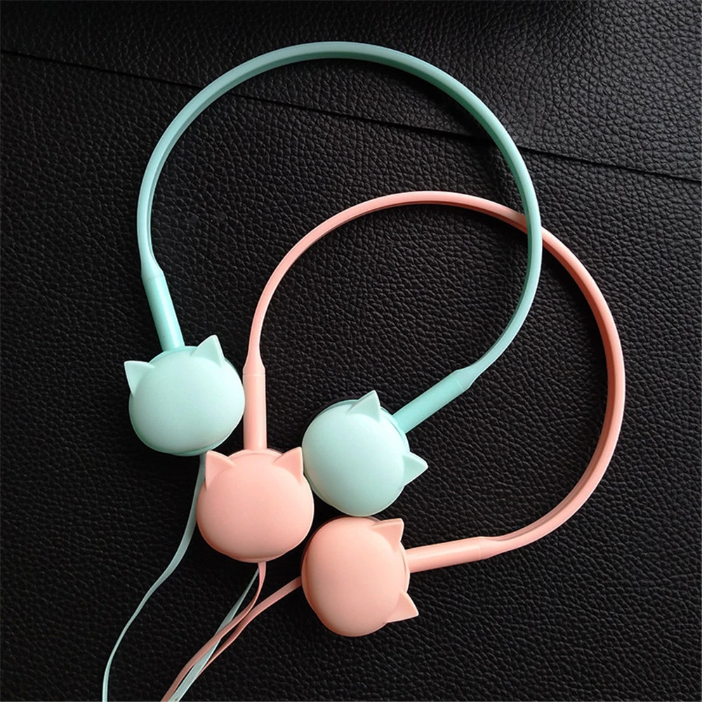 Cute Cat Colored Stereo Pink Headphones Headset Earphones for Samsung Xiaomi Kids Birthday Gifts With Retail box