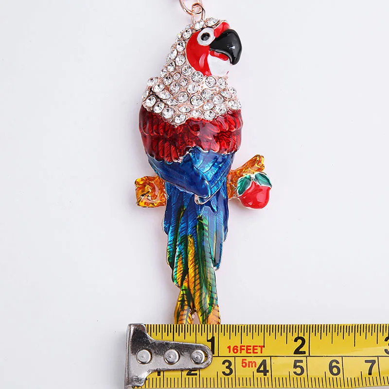 2023 Colorful Enamel Crystal Rhinestone Lovely parrot Keychain Car Key Chains Rings Women Girl Handbag Pendant key chain ring