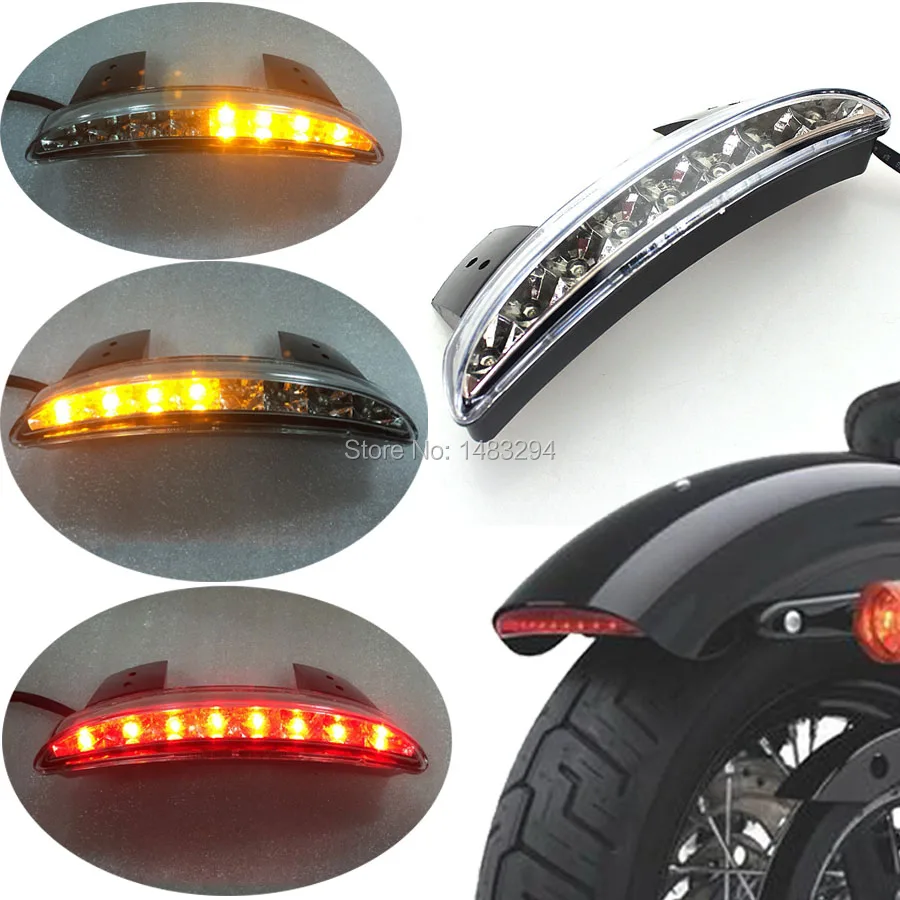 W/ LED Flasher Clear Rear Chopped Fender Edge LED Tail Light W/ Turn SignalFits For Harley Sportster 883 XL883N XL1200N Chopped