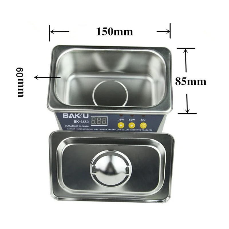 BAKU-limpiador ultrasónico de acero inoxidable, máquina de limpieza ultrasónica para joyería, odontología, prótesis, relojes, teléfono, gafas, 3550