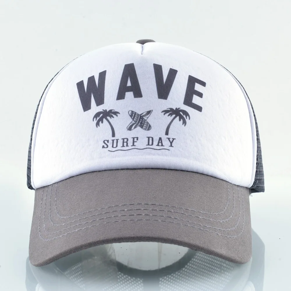 Summer Baseball Caps Women Men Fashion Letter Wave Snapback Hat Surf Day Lovers Beach Casual Visor Cap Adjustable Mesh Bones