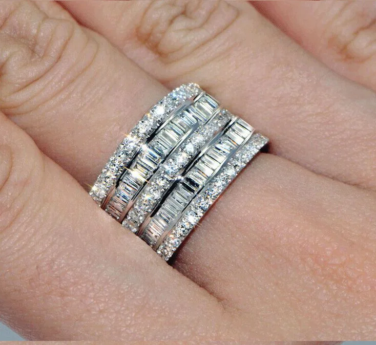 YaYI Jewelry Princess Cut 8.6 CT White Zircon Silver Color Engagement Rings Wedding Heart Rings Girls Party ring  Gifts 444