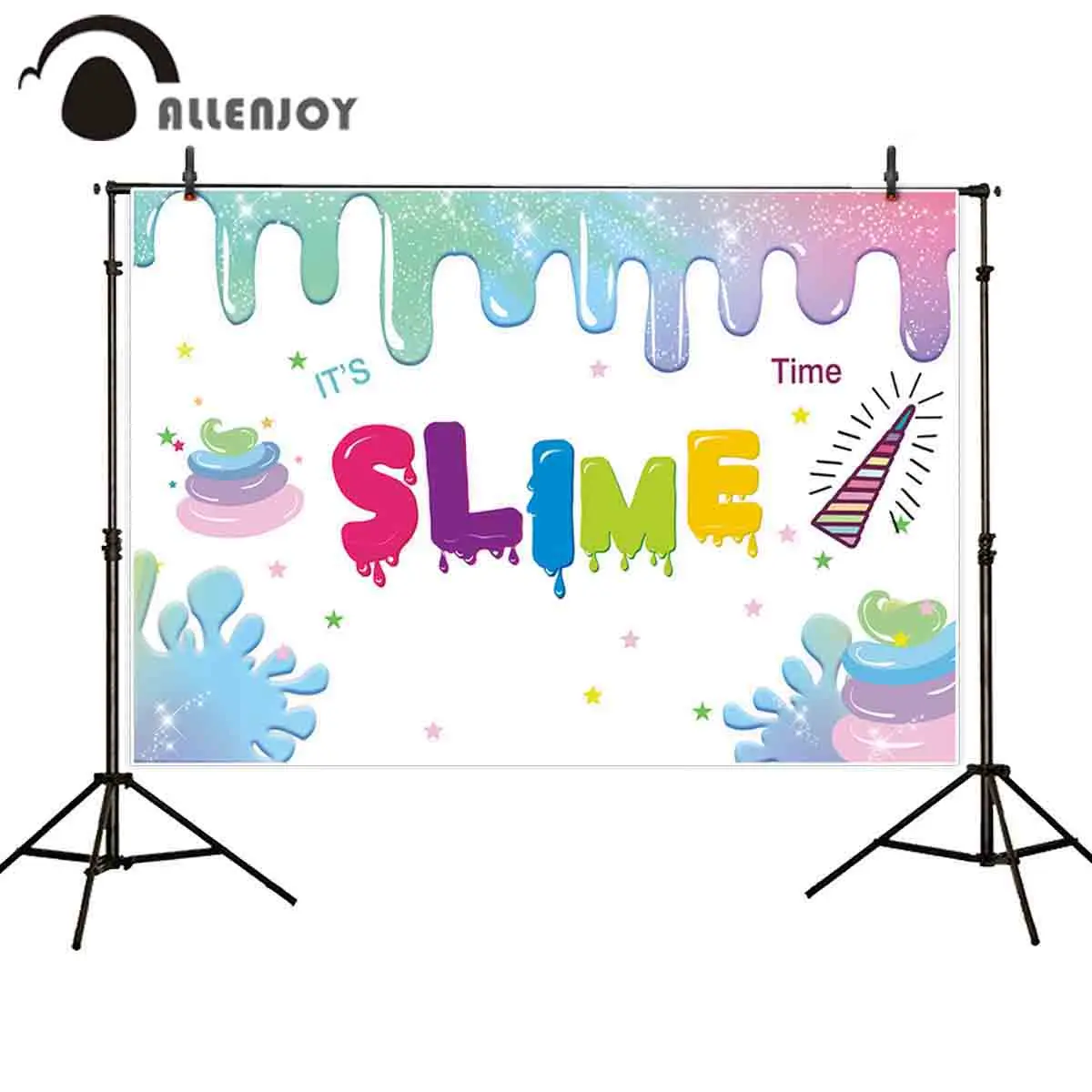Allenjoy Fotografi Latar Belakang Lendir Unicorn Sudut Pesta Dekorasi Banner Latar Belakang Photocall Foto Menembak Prop Dicetak