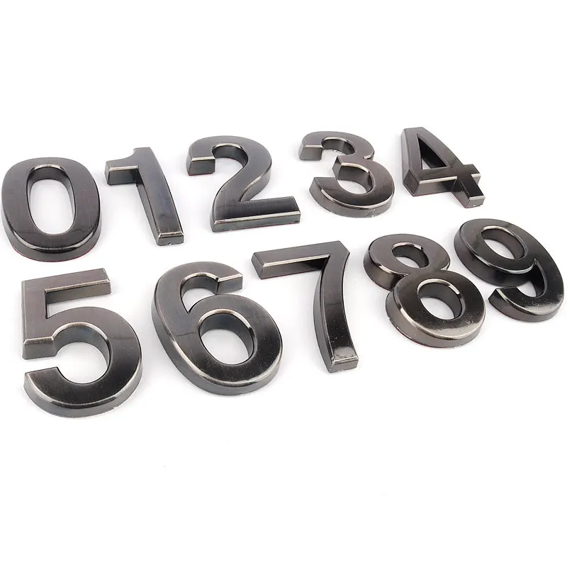 1pc Number Cards 0,1,2,3,4,5,6,7,8,9 Modern Grey Pasted House Number Apartment/Hotel/Car DIY Party Home Decoration