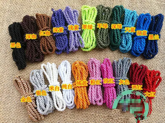 100Yds 3mm 21 Colors Round Braided Faux Twist Silk Cords String Rope,Jewelry Beading String,For Bracelet & Necklace,DIY Jewellry