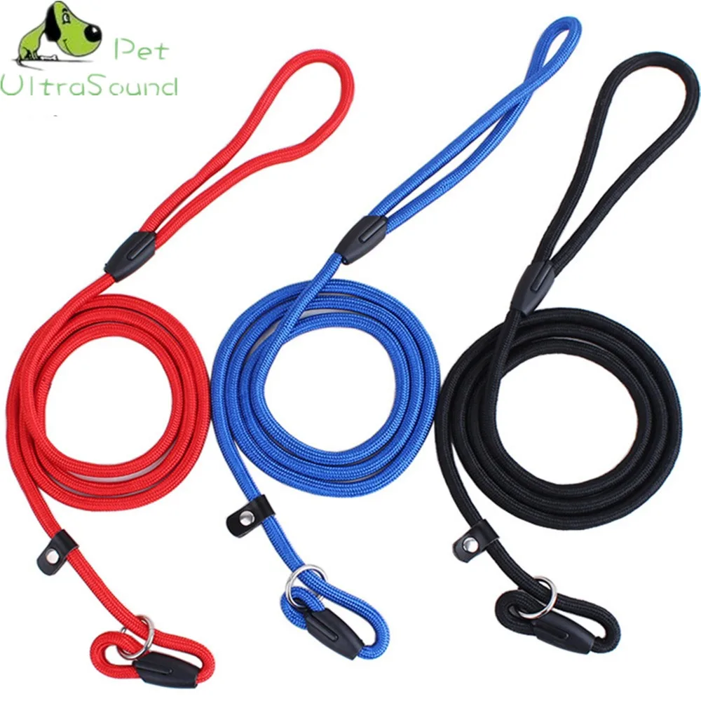 ULTRASOUND PET Dog Cat Solid Nylon Lead Leash Control Restraint Cat Puppy Dog Lead Leash Soft Walk Size S-L Red Black Blue