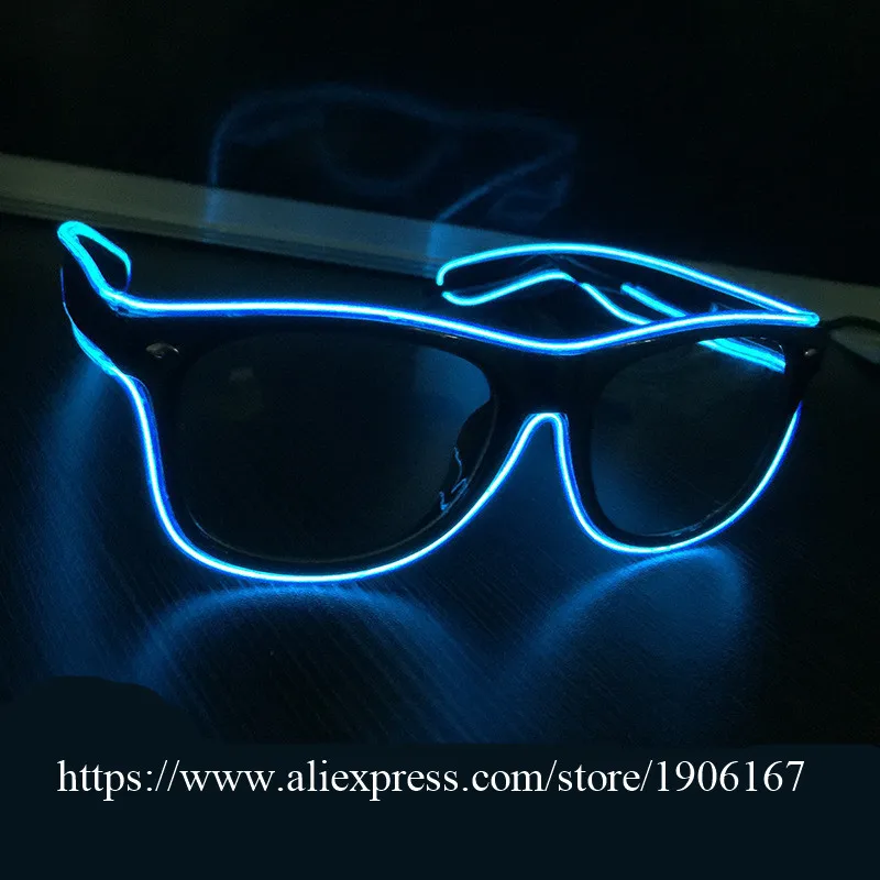 3 Modes Colorful El Wire Glasses Fashion Neon Luminous Party Glowing Glasses Classic LightingToys For Dj Bright Sun Glasses 5Pcs