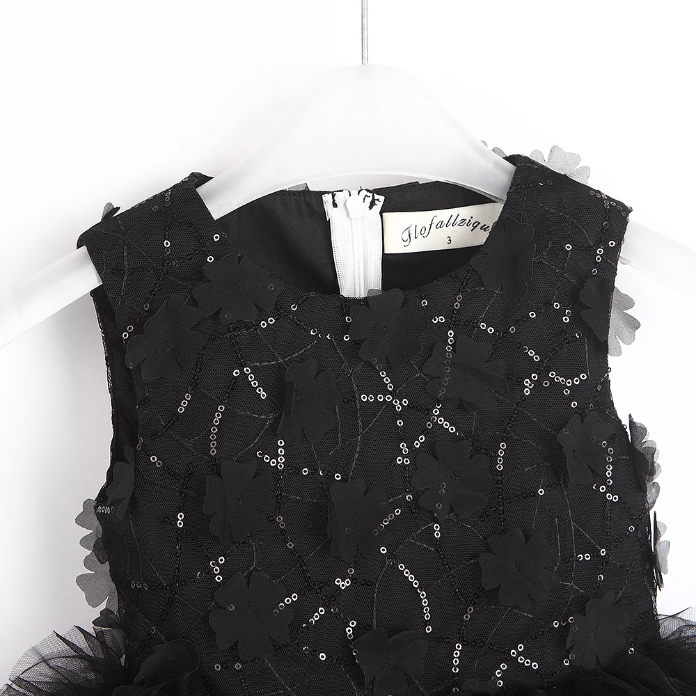 Flofallzique – vêtements Tutu Cress pour filles, sans manches, noir, à la mode, pour enfants en bas âge, fête de pâques et de vacances